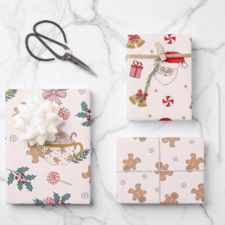 Retro Gingerbread Christmas Treats Wrapping Paper Sheet