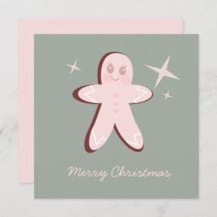 Retro Gingerbread Cookies Groovy Christmas Card