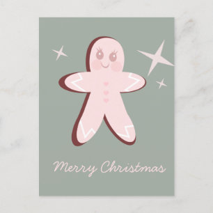 Retro Gingerbread Cookies Groovy Christmas  Postcard