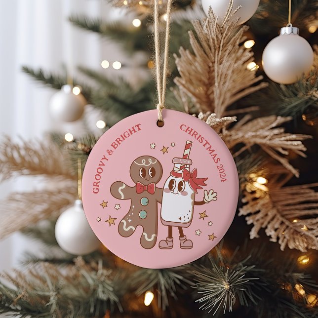 Retro Gingerbread Man Groovy Christmas Ceramic Tree Decoration (Creator Uploaded)