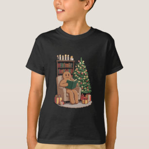 Retro Gingerbread Reading Books Christmas Teacher T-Shirt