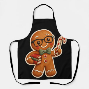 Retro Gingerbread Teacher Christmas Custom Apron