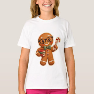 Retro Gingerbread Teacher Christmas Girls T-Shirt