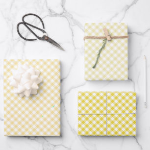 Retro Gingham 3 Yellow Wrapping Paper Sheet