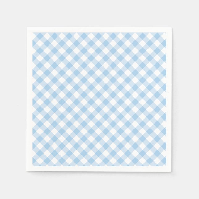 Retro Gingham Baby Blue Napkin (Front)