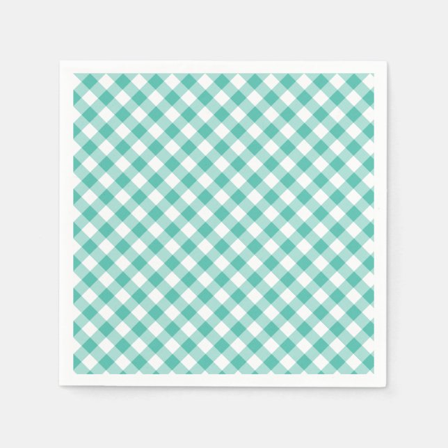 Retro Gingham Bluegrass Green Napkin (Front)