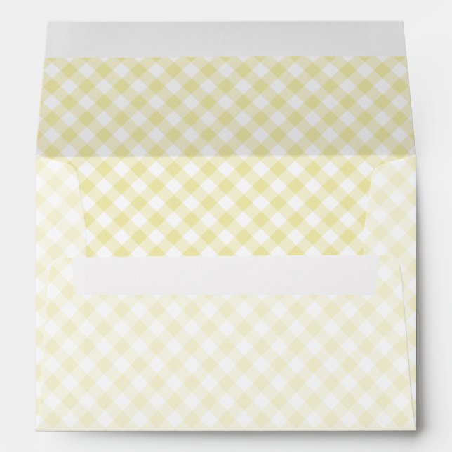 Retro Gingham Butter Yellow Envelope (Back (Bottom))