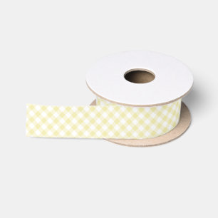Retro Gingham Butter Yellow Satin Ribbon