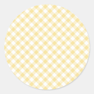 Retro Gingham Canary Yellow Classic Round Sticker