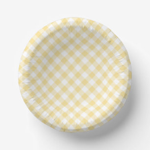 Retro Gingham Canary Yellow Paper Plate