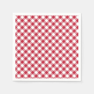 Retro Gingham Cherry Red Napkin