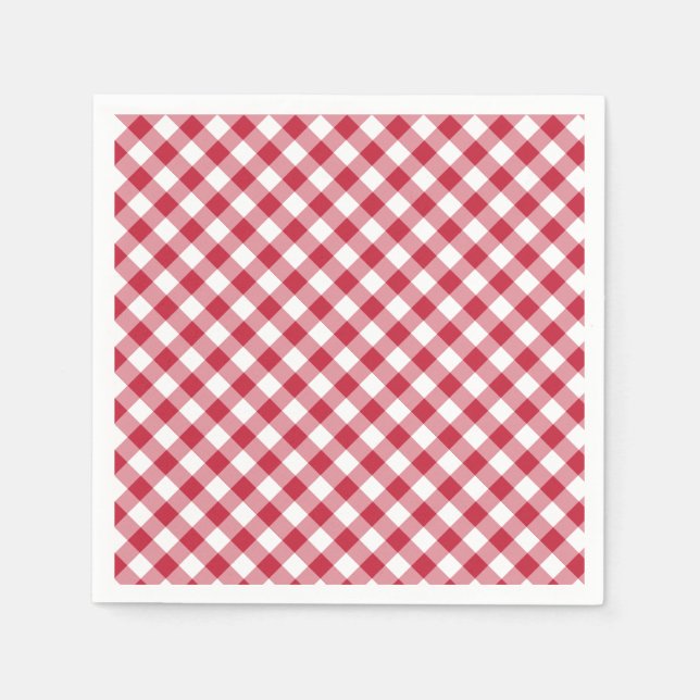 Retro Gingham Cherry Red Napkin (Front)