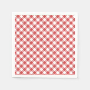 Retro Gingham Coral Red Napkin
