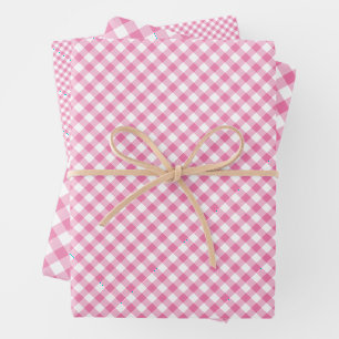 Retro Gingham Fuchsia Pink Wrapping Paper Sheet