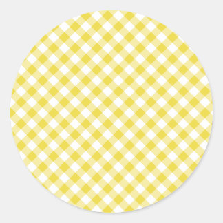 Retro Gingham Golden Yellow Classic Round Sticker