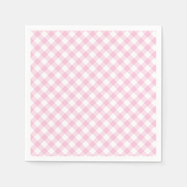 Retro Gingham Light Pink Napkin (Front)