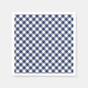 Retro Gingham Navy Blue Napkin