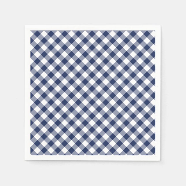 Retro Gingham Navy Blue Napkin (Front)