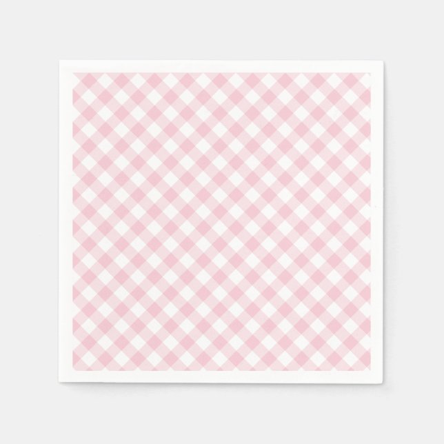 Retro Gingham Pink Napkin (Front)
