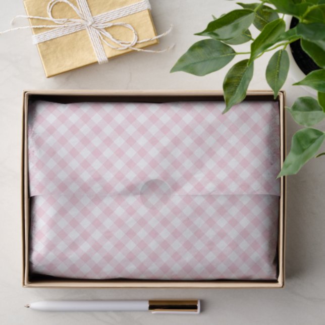 Retro Gingham Pink Tissue Paper (Gift)