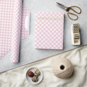 Retro Gingham Pink Wrapping Paper