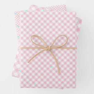 Retro Gingham Pink Wrapping Paper Sheet