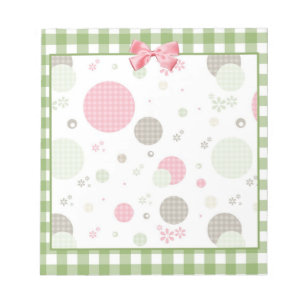 Retro Gingham Polka Dots and Daisies Notepad