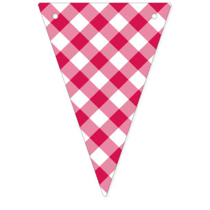 Retro Gingham Raspberry  Bunting
