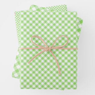 Retro Gingham Spring Green Wrapping Paper Sheet