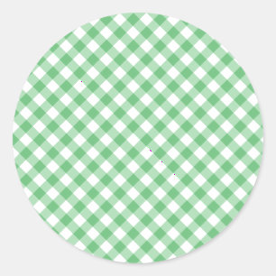 Retro Gingham Summer Green Classic Round Sticker