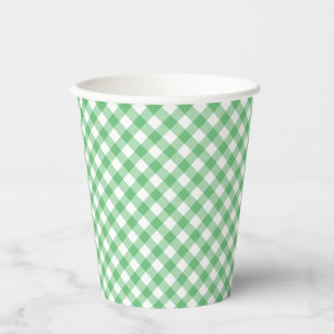 Retro Gingham Summer Green Paper Cups