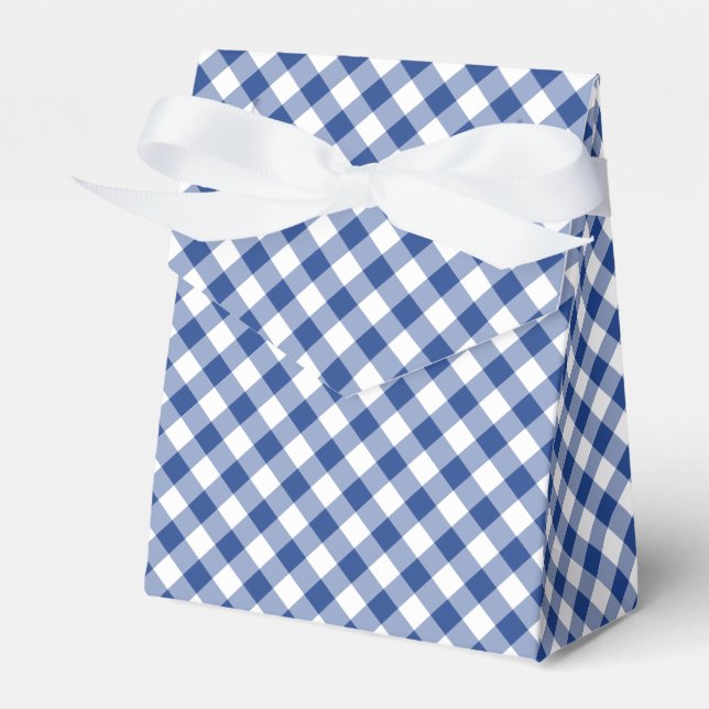 Retro Gingham True Blue Favour Box (Front Side)