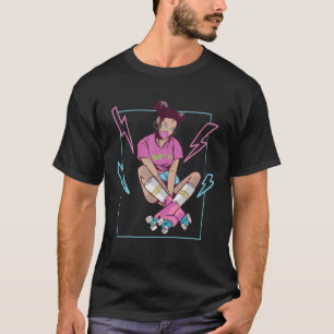 Retro Girl 80's Era Vintage Roller Skates T-Shirt