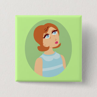 Retro Girl Blue 15 Cm Square Badge