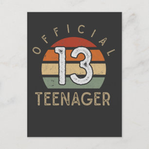 Retro Girl Boy 13th Birthday Official Teenager Postcard