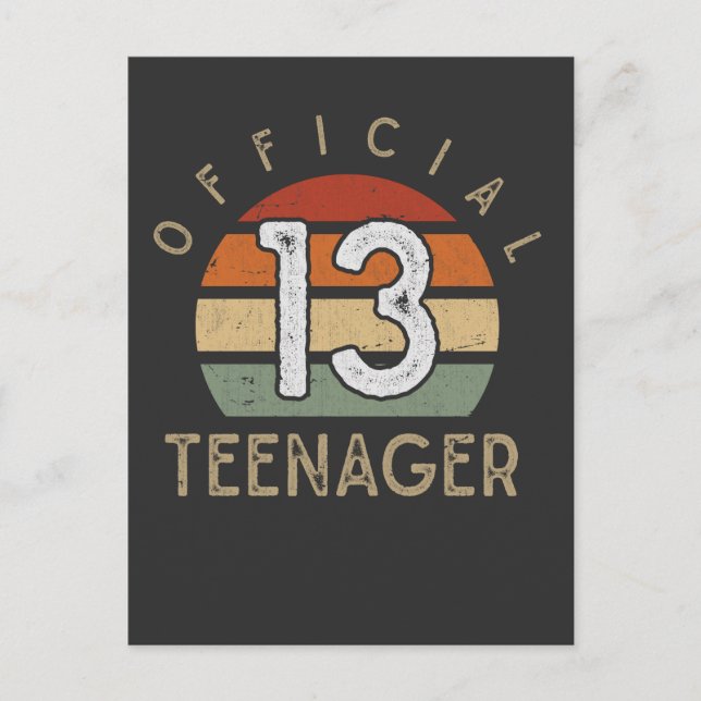 Retro Girl Boy 13th Birthday Official Teenager Postcard (Front)