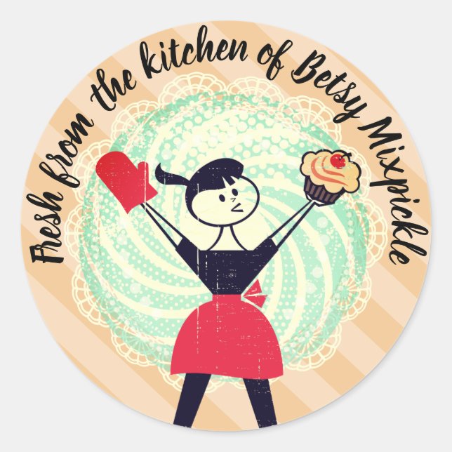 Retro girl cupcake from the kitchen of sticker (Front)