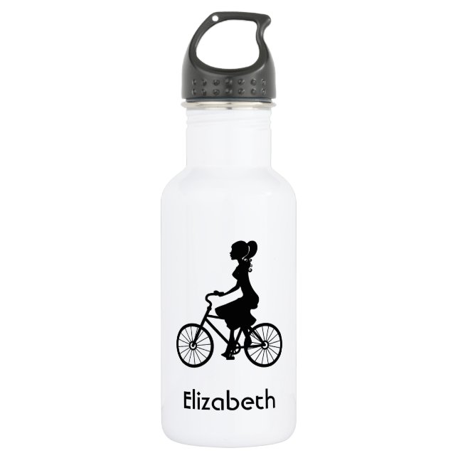 Retro Girl Cyclist Silhouette 532 Ml Water Bottle (Front)