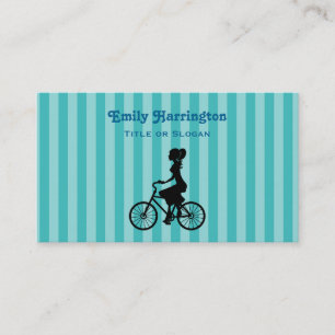 Retro Girl Cyclist Silhouette Business Card