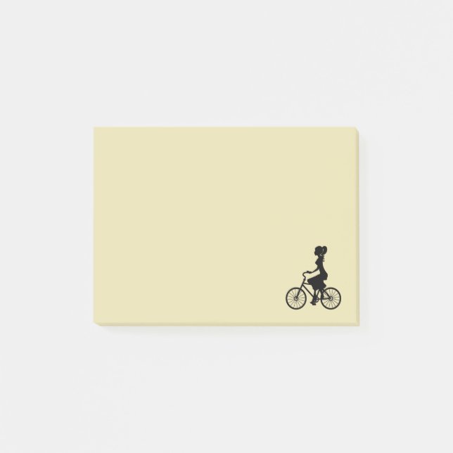 Retro Girl Cyclist Silhouette Post-it Notes (Front)