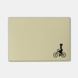 Retro Girl Cyclist Silhouette Post-it Notes