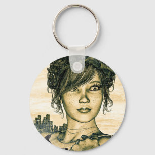 Retro Girl Key Ring