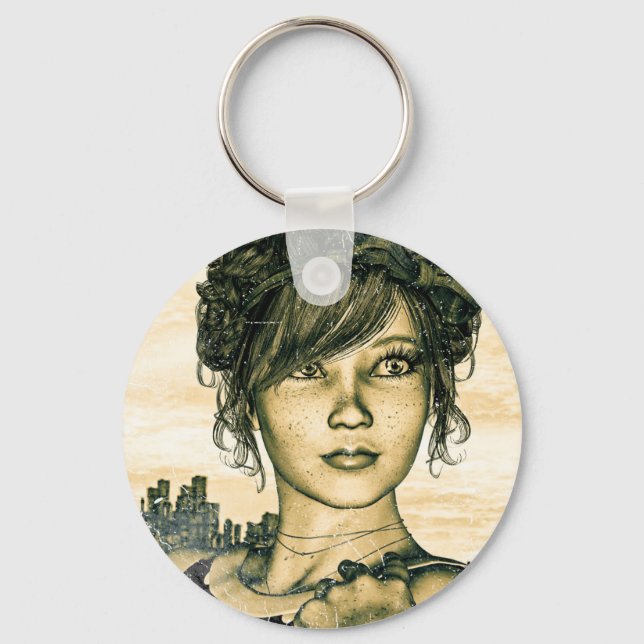 Retro Girl Key Ring (Front)