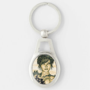 Retro Girl Key Ring