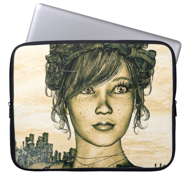 Retro Girl Laptop Sleeve (Front)