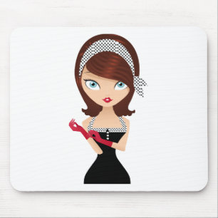 Retro Girl Mouse Mat