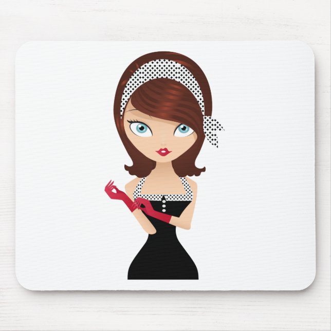 Retro Girl Mouse Mat (Front)