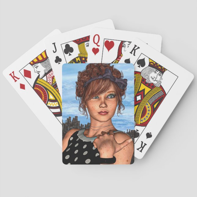 Retro Girl Playing Cards (Back)