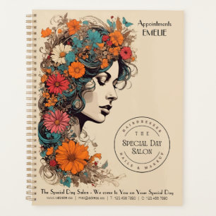 Retro Girl with Flowers in her hair - Business Planner