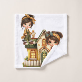 Retro Girls Baby Blanket Wash Cloth
